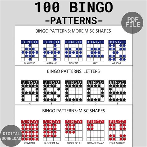 bingo winning patterns printable|Bingo Patterns Guide: 21+ Different Patterns You Should Know .